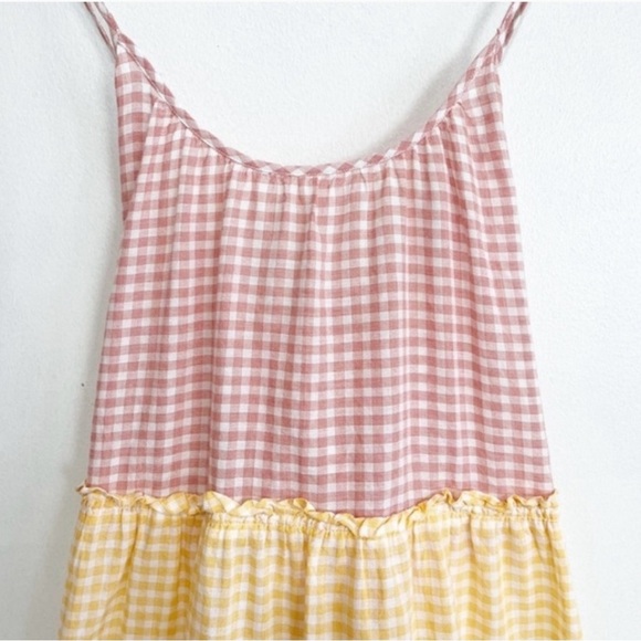 Madewell Colorblock Gingham Tiered Cover-Up Dress Boho Sundress SZ Medium - Picture 5 of 15